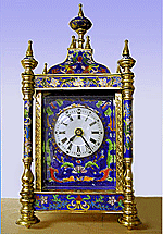 Blue enameled mantel clock.