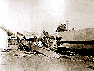 A photo of the Great Kipton Train Wreck in 1891.